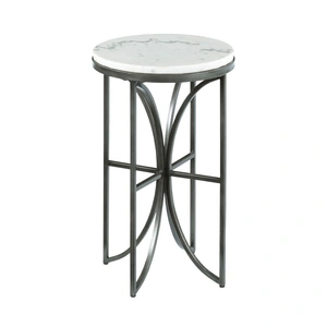 Hammary Impact Marble Small Round Accent Table, White/Bronze Silver