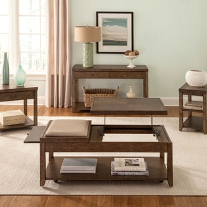 Liberty Furniture Mitchell Wood Storage Cocktail Table Set | 3-Piece | Cinnamon, Nutmeg