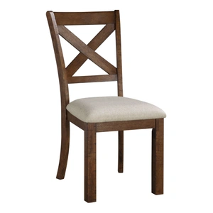 Homelegance Bonner Wood/Fabric Side Chair, Brown (Set of 2)