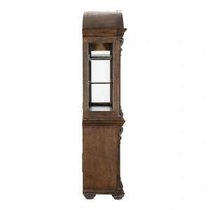 Homelegance Bergen Wood/Glass Buffet & Hutch with 5 Doors & 3 Drawers, Dark Oak
