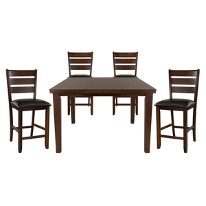 Homelegance Ameillia Classic Square Counter Dining Room Set in Dark Oak