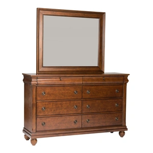 Liberty Furniture Rustic Traditions Wood 8-Drawer Double Dresser & Mirror, Rustic Cherry