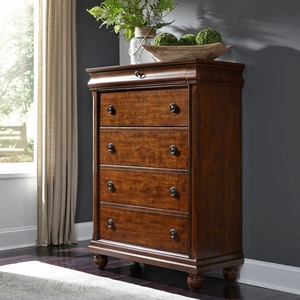 Liberty Furniture Rustic Traditions Wood 5-Drawer Chest, Rustic Cherry