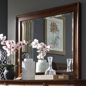Liberty Furniture Rustic Traditions Rectangular Wood Landscape Mirror, Rustic Cherry