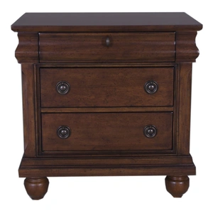 Liberty Furniture Rustic Traditions Wood 3-Drawer Night Stand, Rustic Cherry