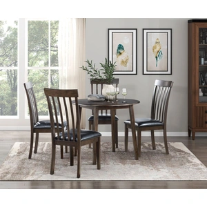 Homelegance Rutland Round Drop Leaf Wood Dining Room Set, Espresso