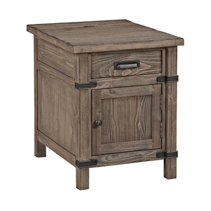 Kincaid Foundry Rectangular Wood 1-Drawer Chairside Table w/Door, Brown