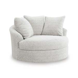 Ashley Furniture Cuddle Plush Polyester Oversized Swivel Accent Chair, Arctic