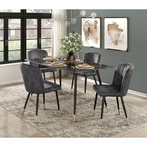 Homelegance Clemente Rectangular Glass/Metal Dining Table, Marble