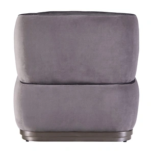AF Modern Decapree Top Grain Leather/Velvet  Accent Chair, Antique Slate/Grey