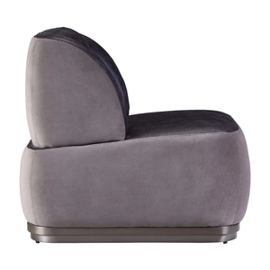 AF Modern Decapree Top Grain Leather/Velvet  Accent Chair, Antique Slate/Grey