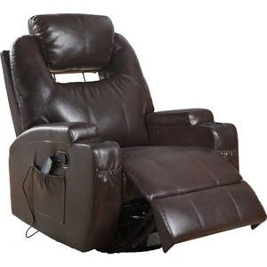 ACME Waterlily Bonded Leather Swivel Rocker Recliner w/Massage
