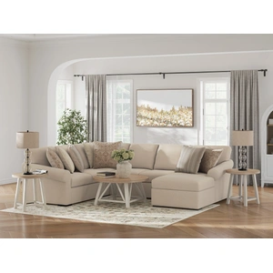 Ashley Furniture LadyMae Fabric 4-Piece U-Shaped Sectional Sofa w/Right Chaise, Twill