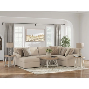 Ashley Furniture LadyMae Fabric 4-Piece Sectional Sofa w/Left Chaise, Twill