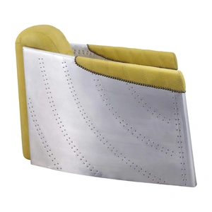 AF Modern Brancaster 59624 Top Grain Leather/Aluminum Accent Chair, Yellow