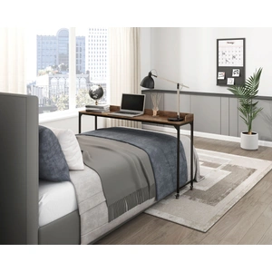 Homelegance Sumter Rectangular Wood/Metal/Melamine Over The Bed Desk, Rustic Brown/Black