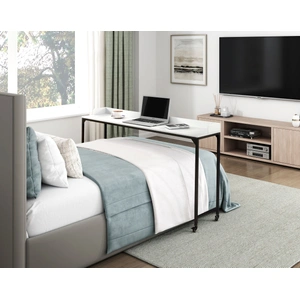 Homelegance Sumter Rectangular Wood/Metal/Melamine Over The Bed Desk, White/Black
