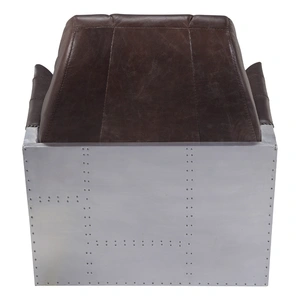 AF Modern Brancaster 59715 Vintage Top Grain Leather/Aluminum Accent Chair, Brown