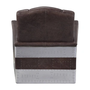 AF Modern Brancaster 59716 Vintage Top Grain Leather/Aluminum Accent Chair, Brown