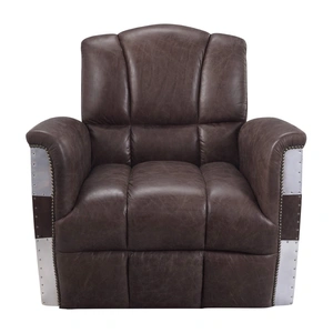 AF Modern Brancaster 59716 Vintage Top Grain Leather/Aluminum Accent Chair, Brown
