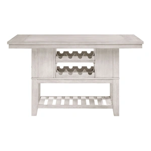 Homelegance Savile Rectangular Wood Counter Height Set with Wine Racks, Antique White