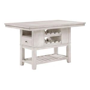 Homelegance Savile Rectangular Wood Counter Height Table with Wine Racks, Antique White