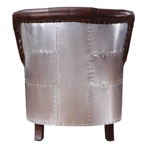 AF Modern Brancaster 59830 Top Grain Leather/Aluminum Accent Chair, Vintage Brown