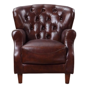 AF Modern Brancaster 59830 Top Grain Leather/Aluminum Accent Chair, Vintage Brown