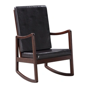ACME Raina Leatherette/Wood Rocking Chair, Composition 2, Dark Brown/Espresso