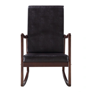 ACME Raina Leatherette/Wood Rocking Chair, Composition 2, Dark Brown/Espresso