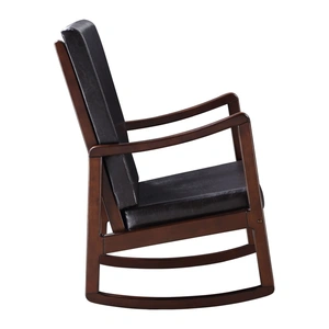 ACME Raina Leatherette/Wood Rocking Chair, Composition 2, Dark Brown/Espresso