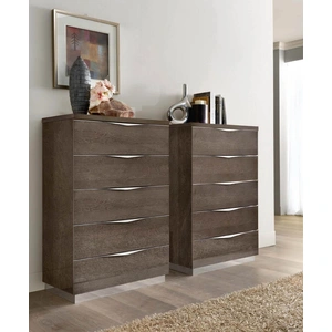 Camelgroup, Italy Platinum Legno Wood/LED Platform Bedroom Set, Silver Birch