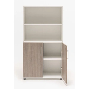 MDD Office Furniture Basic Office Half-Bookcase w/Lockable Doors & Open Shelves