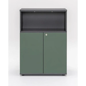 MDD Office Furniture Color Office Half-Bookcase w/Lockable Doors & Open Shelves