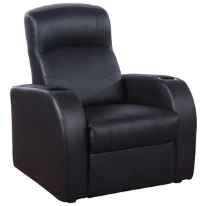 Coaster Cyrus 9-Piece Top Grain Leather/PVC Home Theater Seating, Black