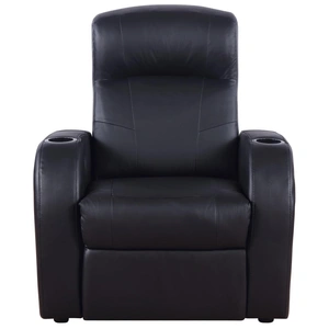 Coaster Cyrus Top Grain Leather/PVC Home Theater Upholstered Recliner, Black