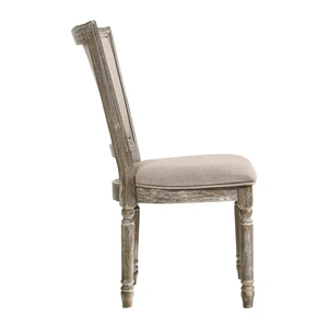 ACME Gabrian Fabric/Wood Dining Side Chair in Beige/Reclaimed Gray