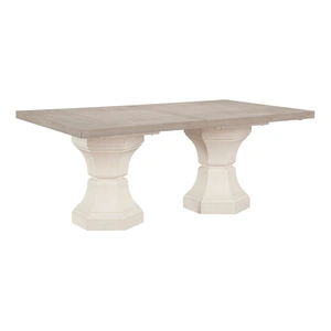 Homelegance Lofton Rectangular Drop Leaf Wood Dining Table, Light Gray/White