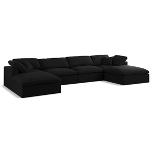 Meridian Furniture Serene 158-inch 6-Piece Linen Fabric Deluxe Comfort Modular U-Shape Sectional