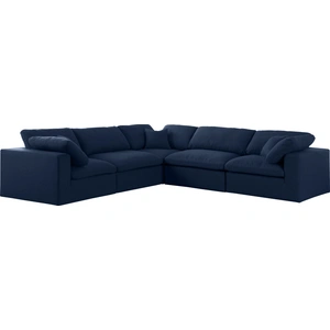 Meridian Furniture Serene 118-inch 5-Piece Linen Fabric Deluxe Comfort Modular Sectional