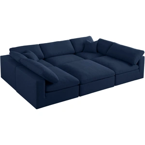 Meridian Furniture Serene 119-inch 6-Piece Linen Fabric Deluxe Comfort Modular Sectional