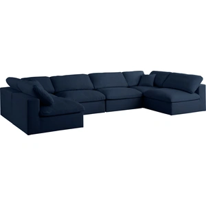 Meridian Furniture Serene 158-inch 6-Piece Linen Fabric Deluxe Comfort Modular U-Shape Corner Sectional