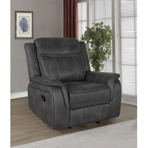 Coaster Lawrence Microfiber Tufted Back Glider Recliner, Charcoal