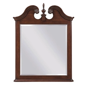 Kincaid Hadleigh Rectangular Wood Vertical Pediment Mirror, Wild Black Cherry
