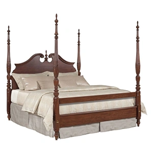 Kincaid Hadleigh Rice Wood Carved Poster Bed, Wild Black Cherry