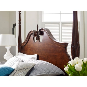 Kincaid Hadleigh Rice Wood Carved Poster Bed, Wild Black Cherry