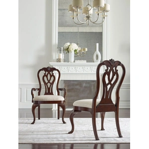 Kincaid Hadleigh Queen Anne Fabric/Wood Arm Chair, Wild Black Cherry