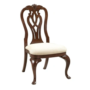 Kincaid Hadleigh Queen Anne Fabric/Wood Side Chair in Wild Black Cherry