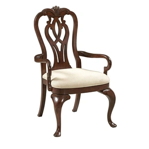 Kincaid Hadleigh Queen Anne Fabric/Wood Arm Chair, Wild Black Cherry