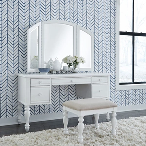 Liberty Furniture Summer House I Wood 3-Piece Vanity Set, Oyster White